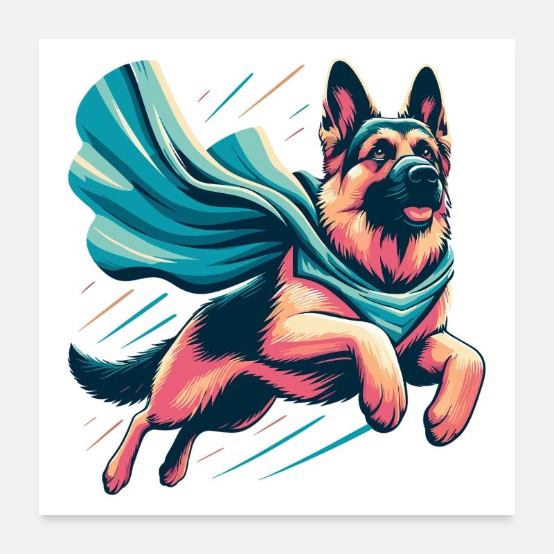 Super Dog German Shepherd Gift Poster 24" x 24" (60x60 cm)