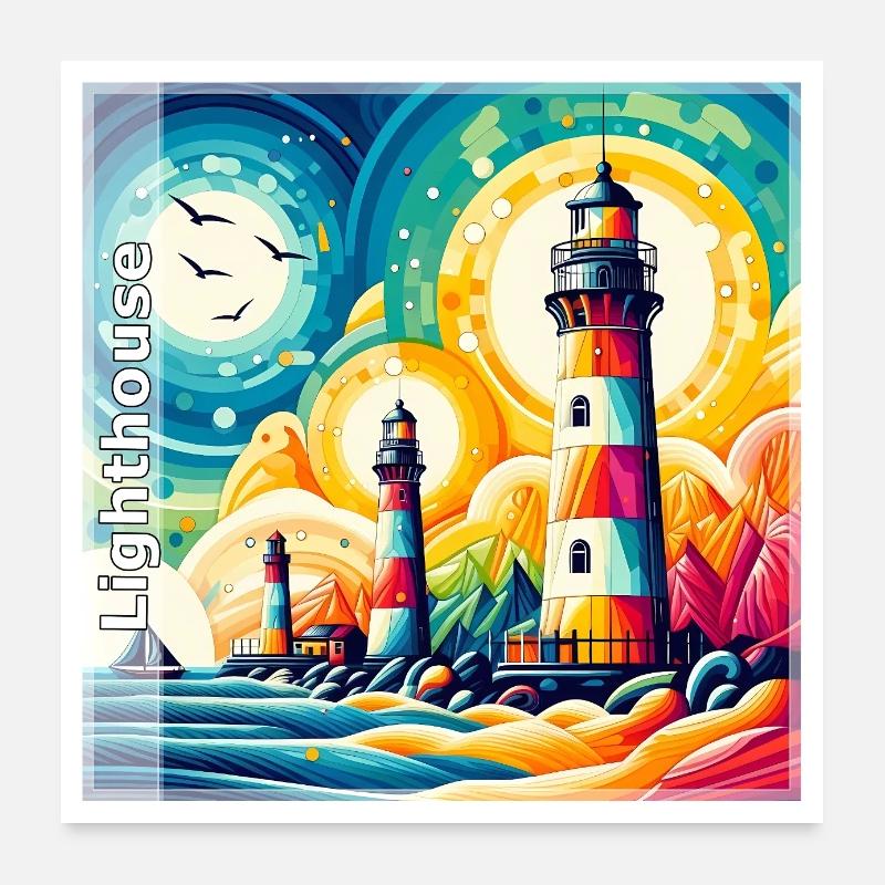 Leuchtturm Poster 60x60 cm