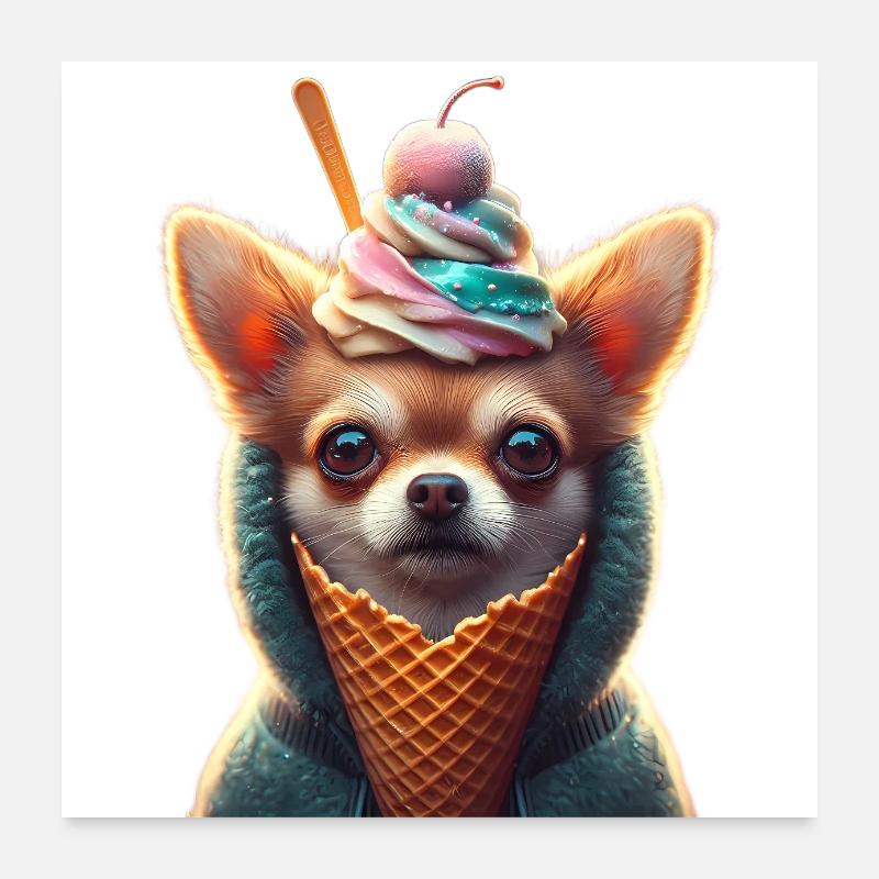 Chihuahuat Mignon im Eiskegel Poster 60x60 cm