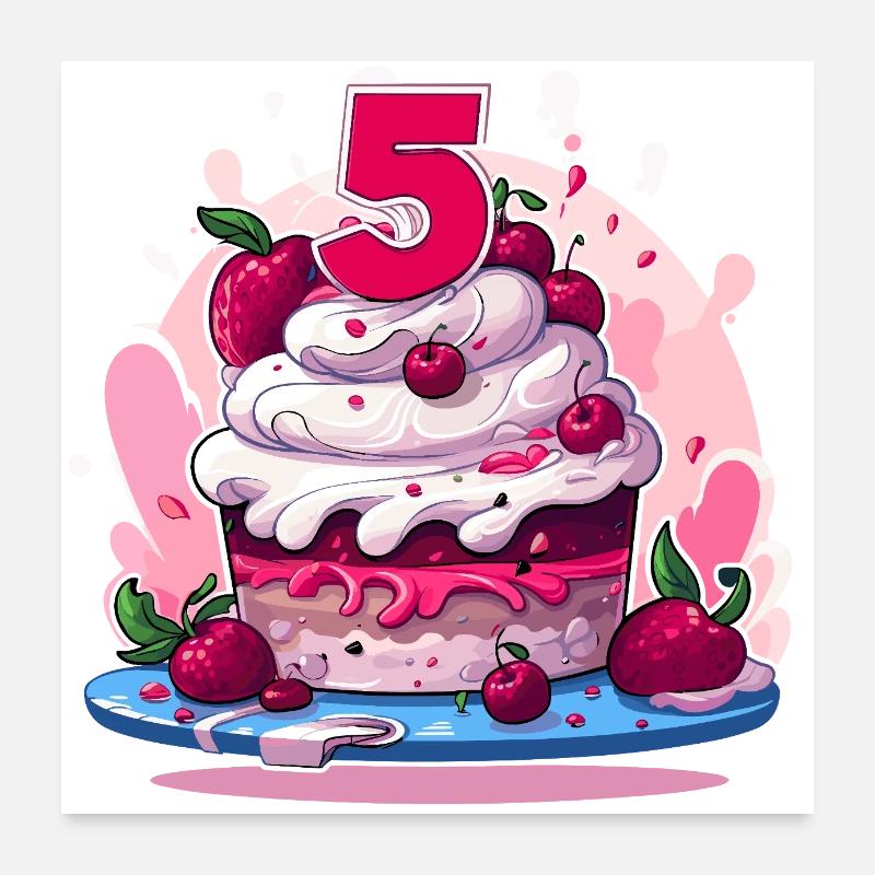 5 year old cake Poster 24" x 24" (60x60 cm)