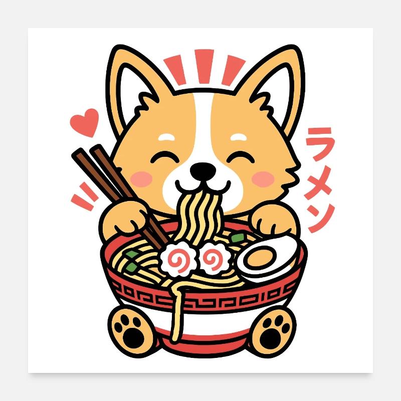 Nouilles Ramen Renard Poster 60 x 60 cm