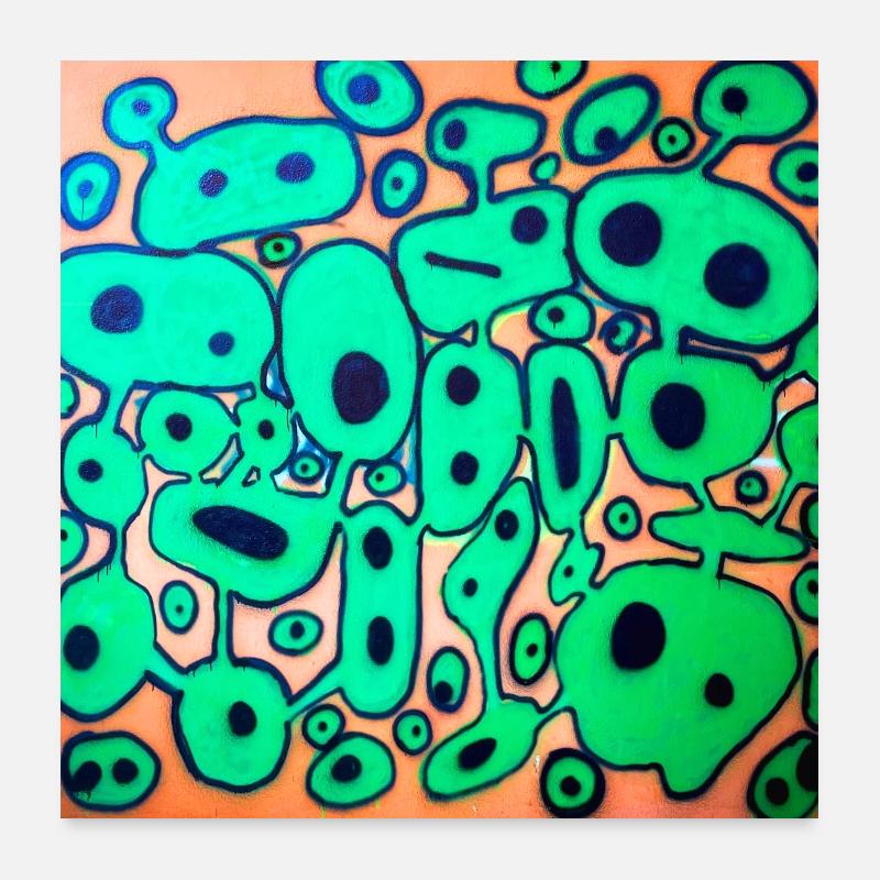 Des bulles vertes en agitation Poster 60 x 60 cm