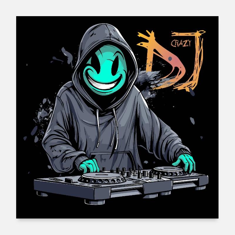 DJ crazy turntable disco Poster 24" x 24" (60x60 cm)