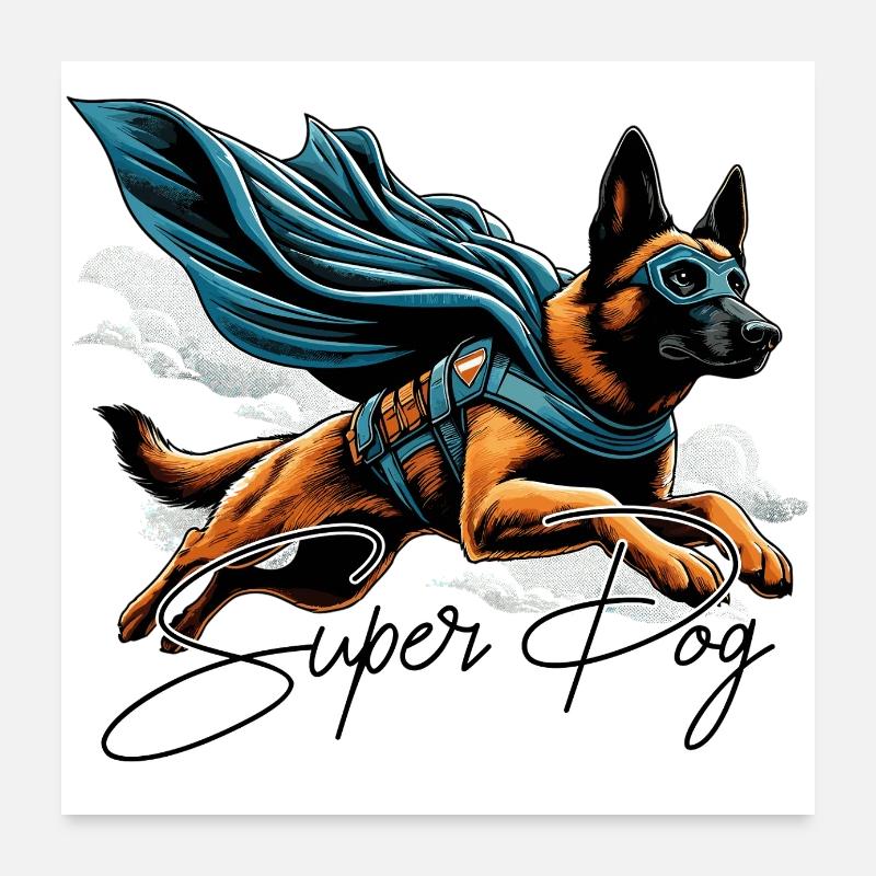 Super Hund Belgischer Schäferhund Cape Geschenk Poster 60x60 cm