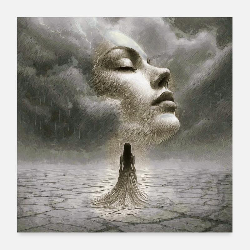 Stille Begegnung im Sturm der Gedanken Poster 60x60 cm