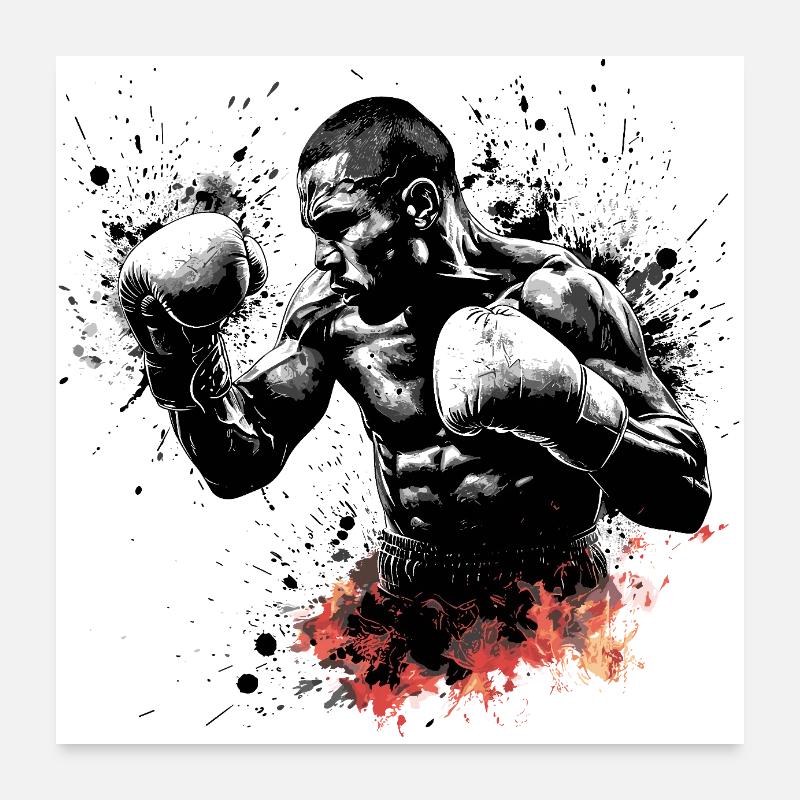 Boxer de boxe de combattant motif cool Poster 60 x 60 cm