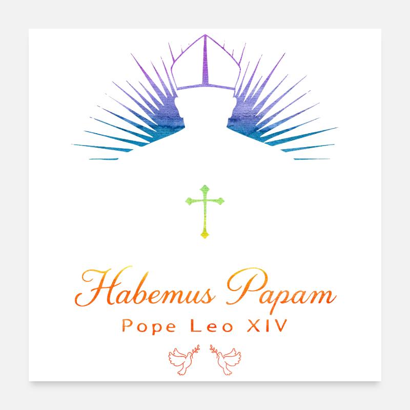 Pope Leo XIV – Beard Papam Spectrum Blessing Poster 24" x 24" (60x60 cm)