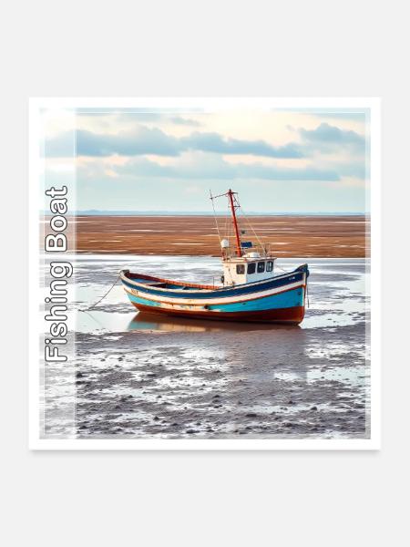 Bateau de pêche - Poster 60 x 60 cm - blanc - Devant