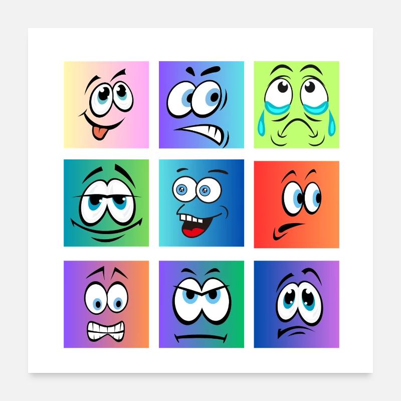 faces coloring - Poster 60x60 cm - Weiß