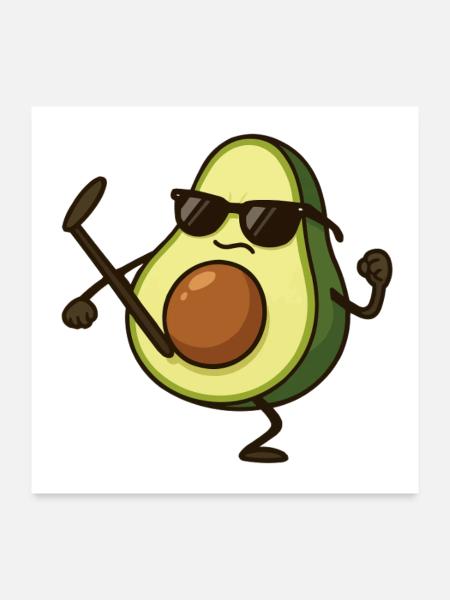 Avocado Karate - Poster 24" x 24" (60x60 cm) - white - Front