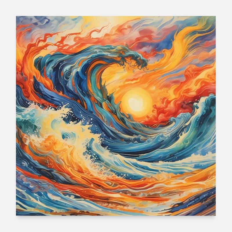 Flammende Flut Poster 60x60 cm
