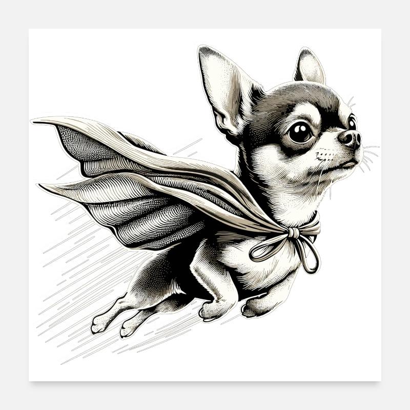 Super Hund Chihuahua Held Cape Chi Chis Geschenk Poster 60x60 cm