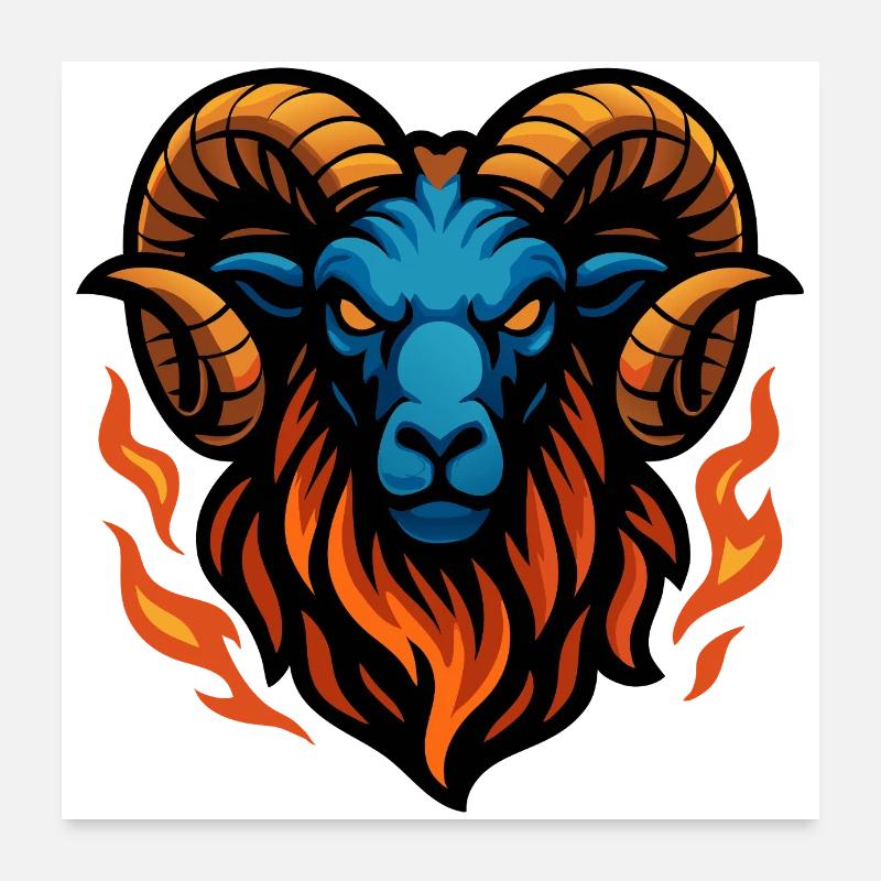 Ram – Intense Blaze | Urban Zodiac Mascot Poster 24" x 24" (60x60 cm)