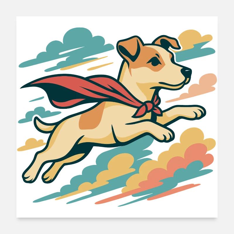 Super chien Jack Russell Terrier Jacky cadeau Poster 60 x 60 cm