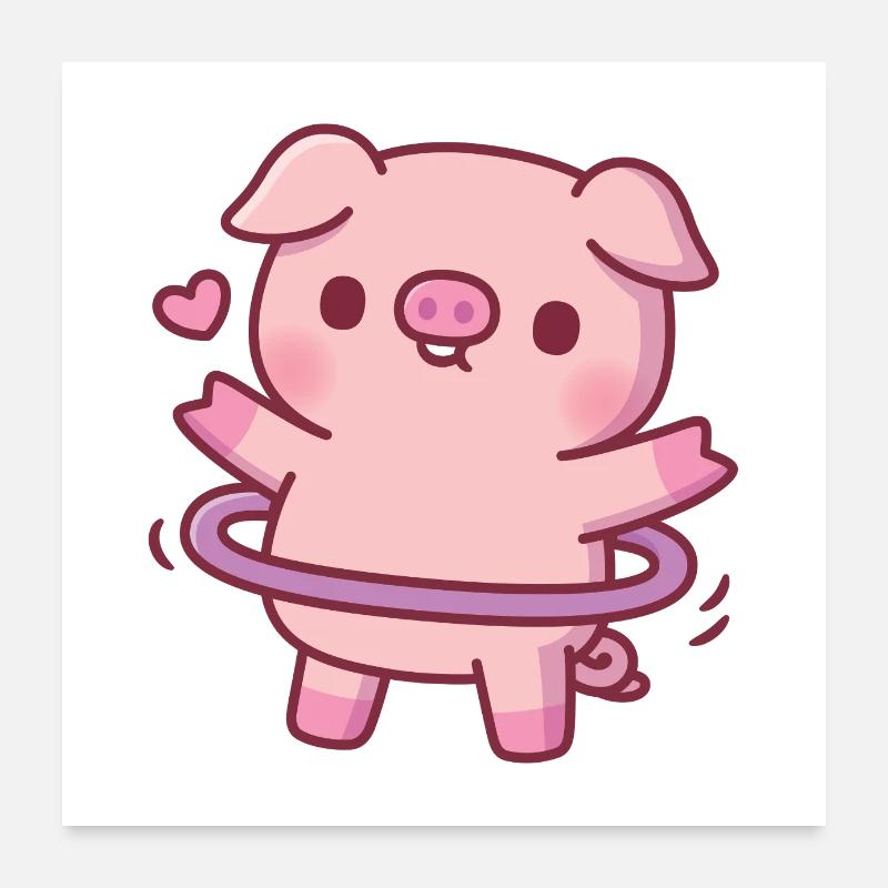 Süßes Schwein mit Reifen Poster 60x60 cm