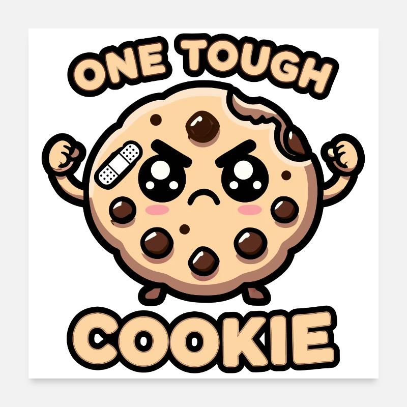 Kawaii Chibi Cookie One Tough Cookie Fun Food Pun Poster 24" x 24" (60x60 cm)