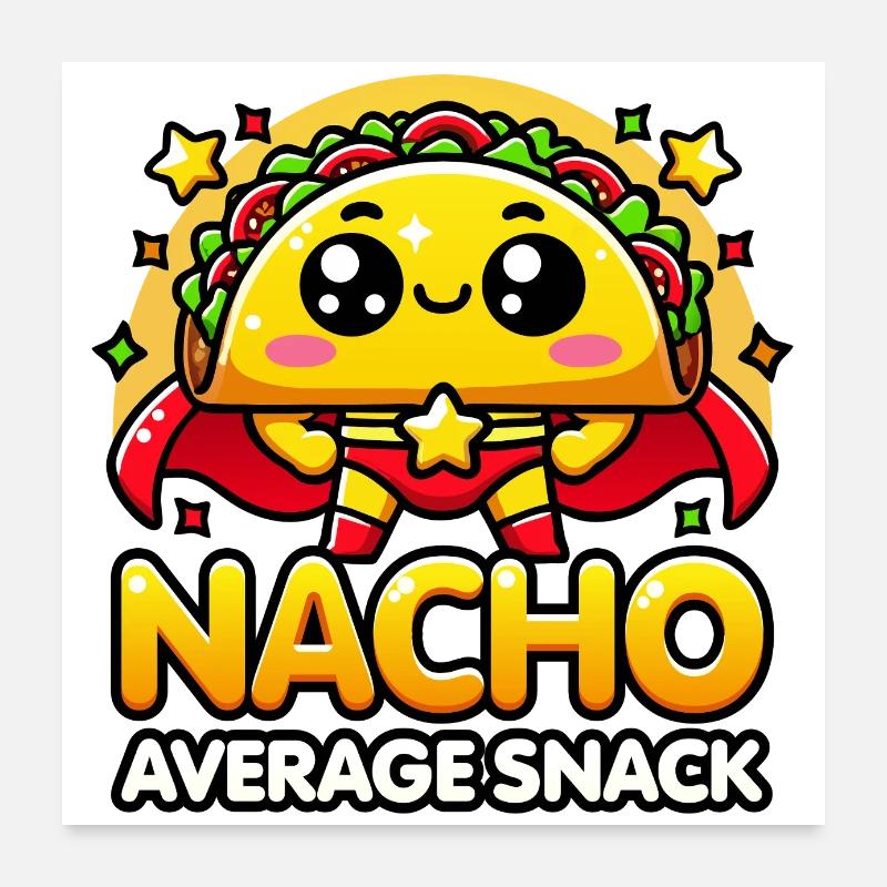 Kawaii Chibi Super Nacho Durchschnittlicher Snack Lustiges Essen Poster 60x60 cm