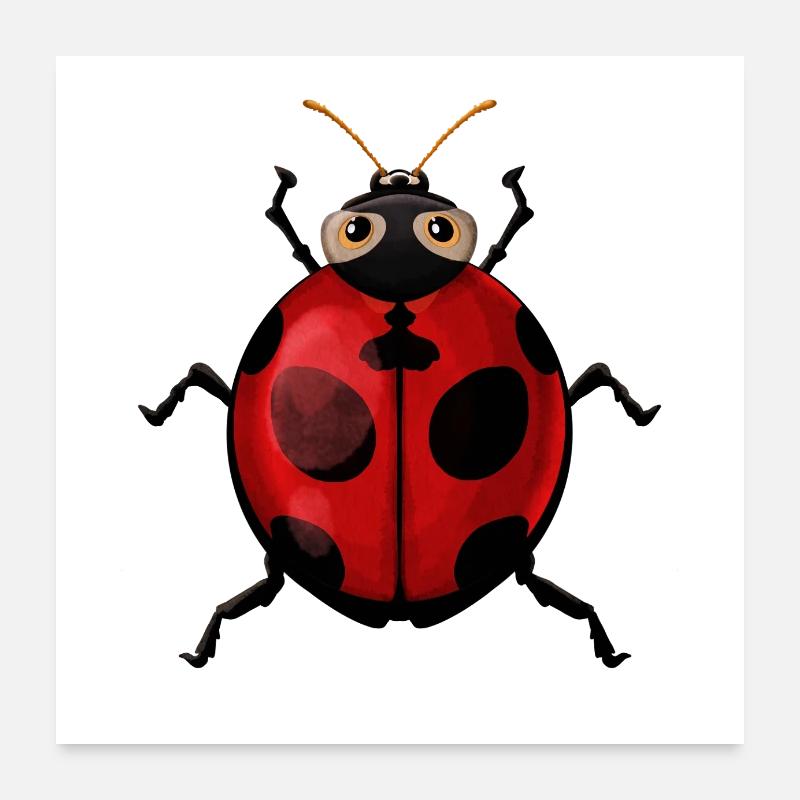 Aquarelle coccinelle image isolée sur fond blanc Poster 60 x 60 cm