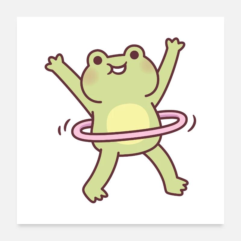 Cute Frog Playing With Hoop Poster 24" x 24" (60x60 cm)