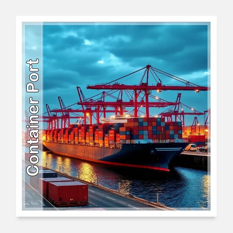 Container Hafen Poster 60x60 cm