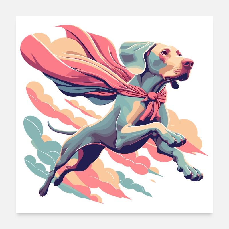 Super Hund Weimaraner Weimi Cape Umhang Geschenk Poster 60x60 cm