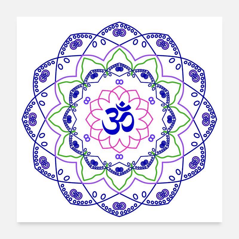 Mandala Univers Vibrant Circulaire Poster 60 x 60 cm