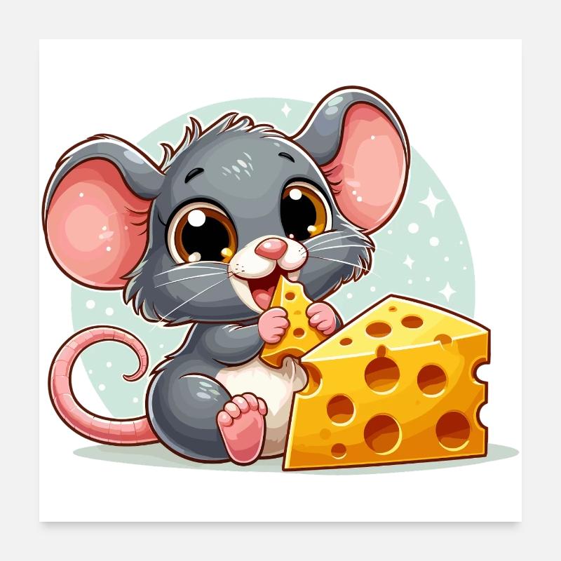 Cheese Mouse Delicious Cheese Makes Happy Gift Poster 24" x 24" (60x60 cm)