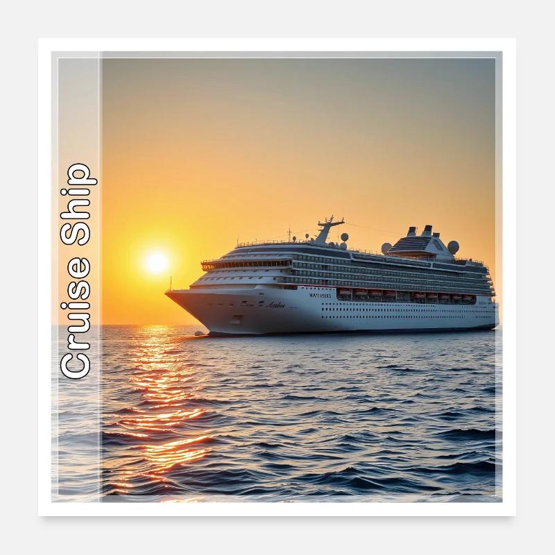 Luxury Sunset Cruise Ship Poster 24" x 24" (60x60 cm)