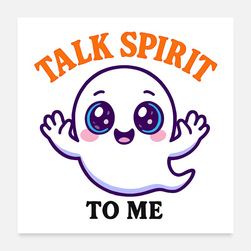 Kawaii Ghost with Blue Eyes Halloween Poster 24" x 24" (60x60 cm)