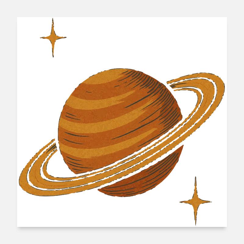 Retro Planet Saturn – Vintage Space Design Poster 24" x 24" (60x60 cm)