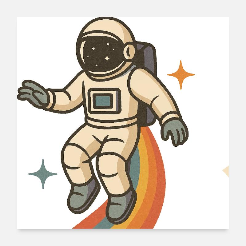 Astronaut mit Regenbogen – Retro Space Dream Poster 60x60 cm