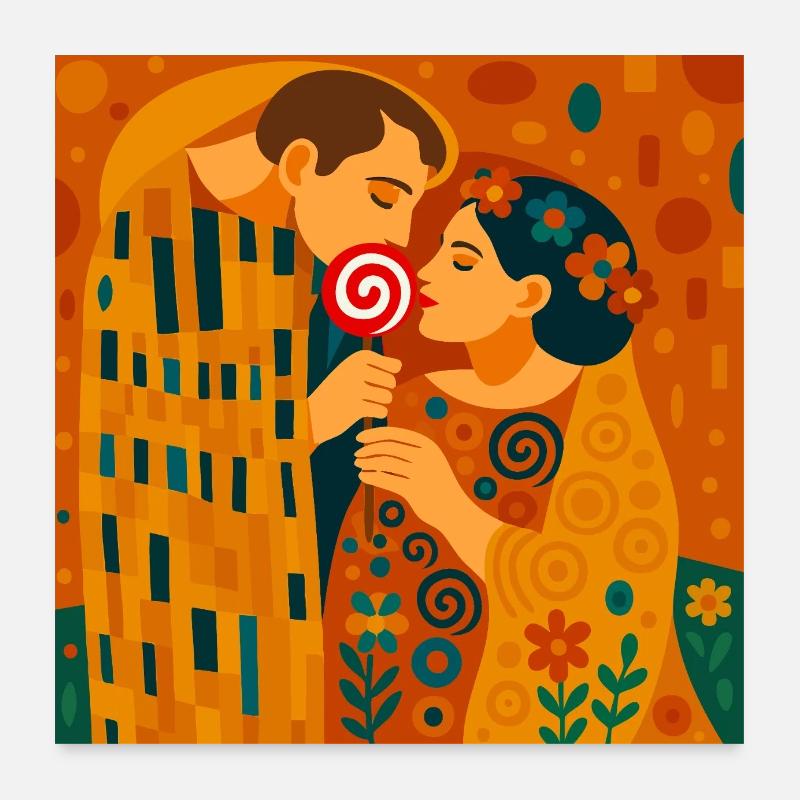 Der (süße) Kuss Poster 60x60 cm