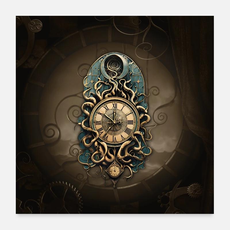 Die mysteriöse Steampunk-Bewegung. Poster 60x60 cm