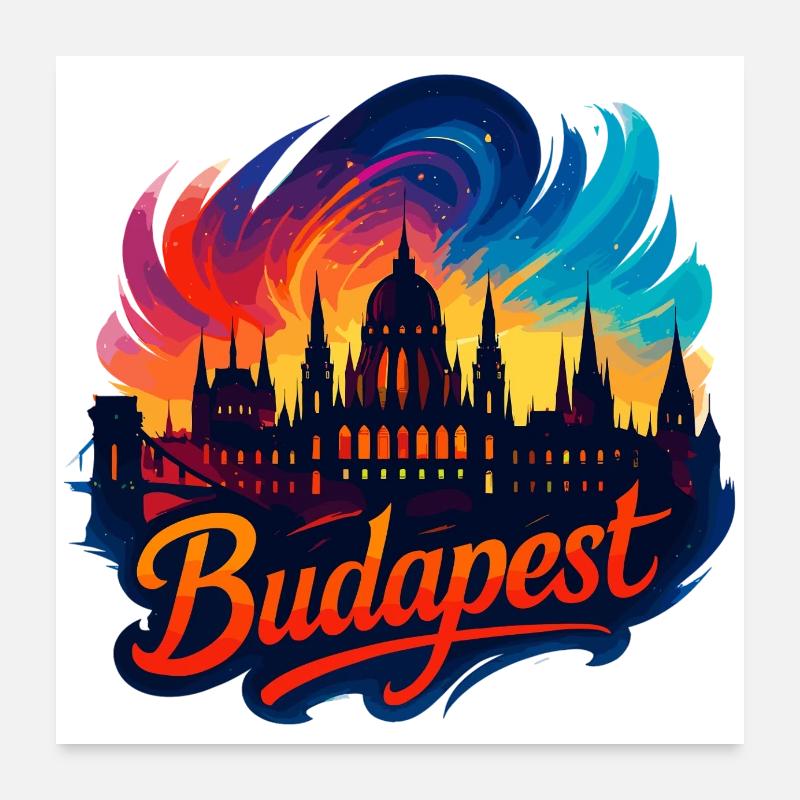 Budapest Hauptstadt Ungarn Silhouette Geschenk Poster 60x60 cm