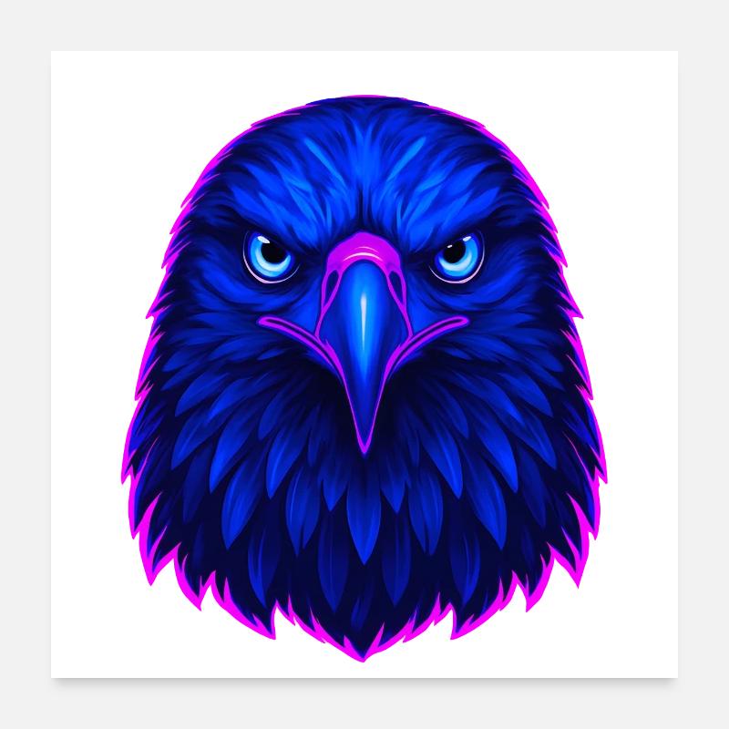 Blauer Adler Neon Kunst Poster 60x60 cm