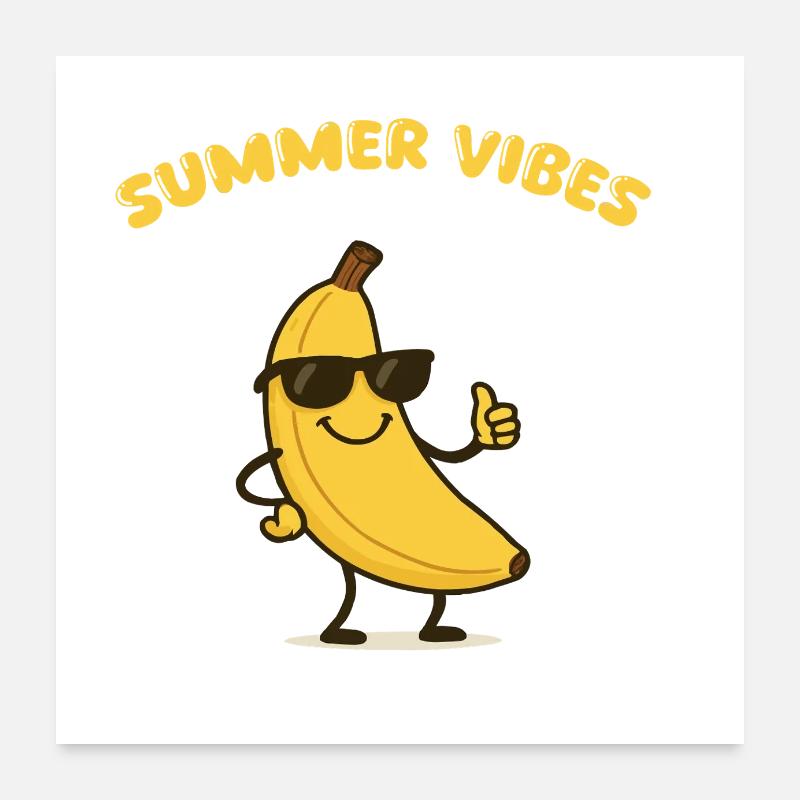banane comic - Poster 60x60 cm - Weiß