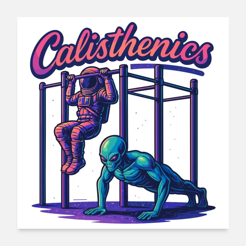 Gymnastique suédoise astronaute Alien Pull-ups Cadeau Poster 60 x 60 cm