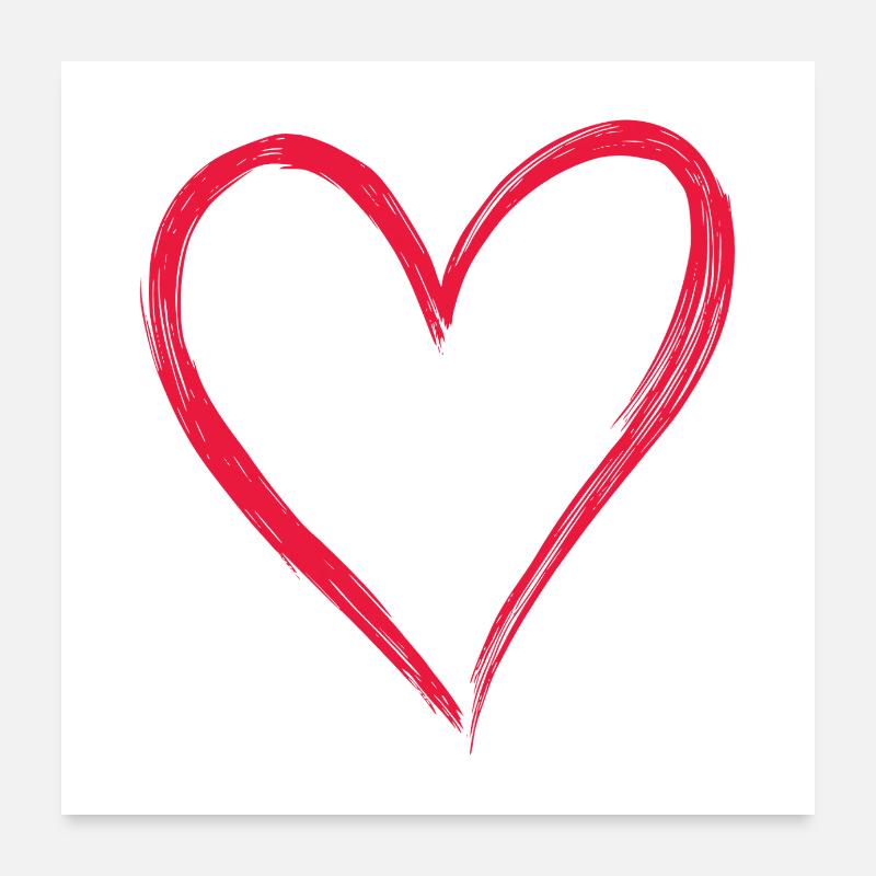 Süßes Herz Hand Gezeichnet Liebe Poster 60x60 cm