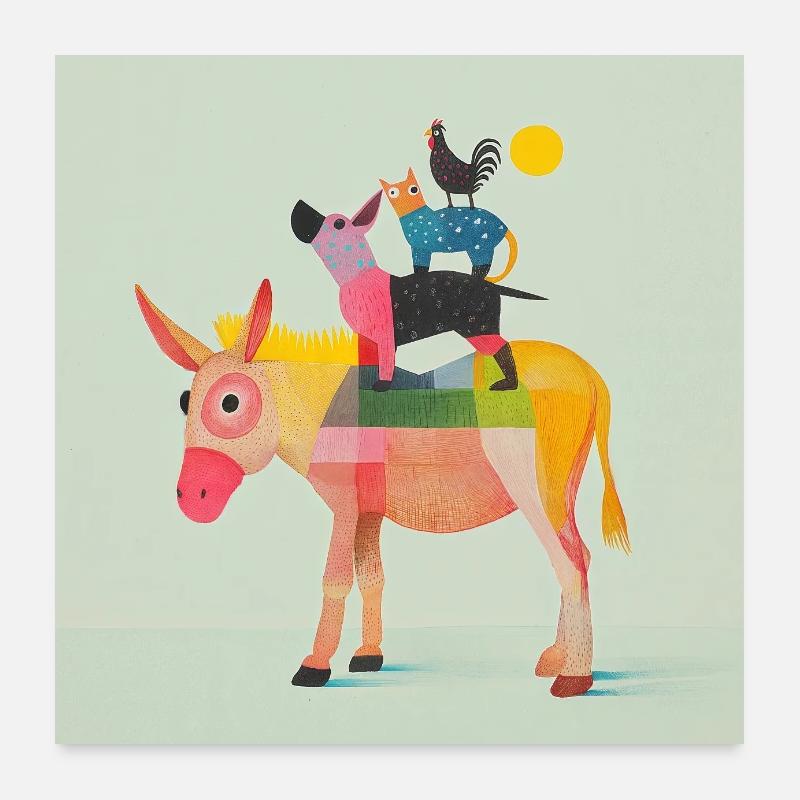 Town Musicians "Artwork", Poster Poster 24" x 24" (60x60 cm)