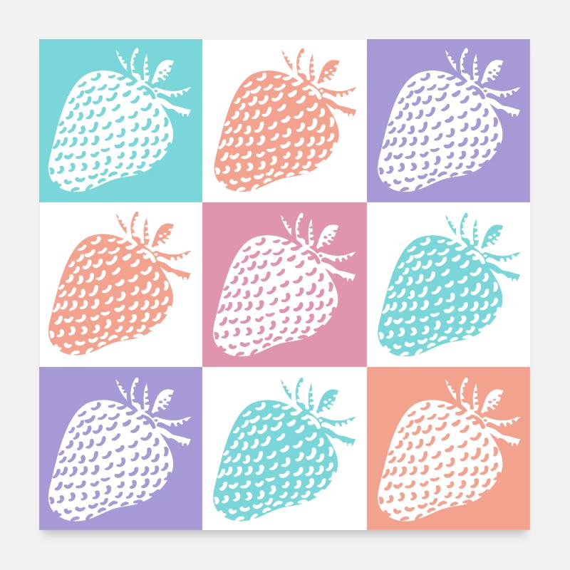 Erdbeeren Bunte Sommerfarben Poster 60x60 cm