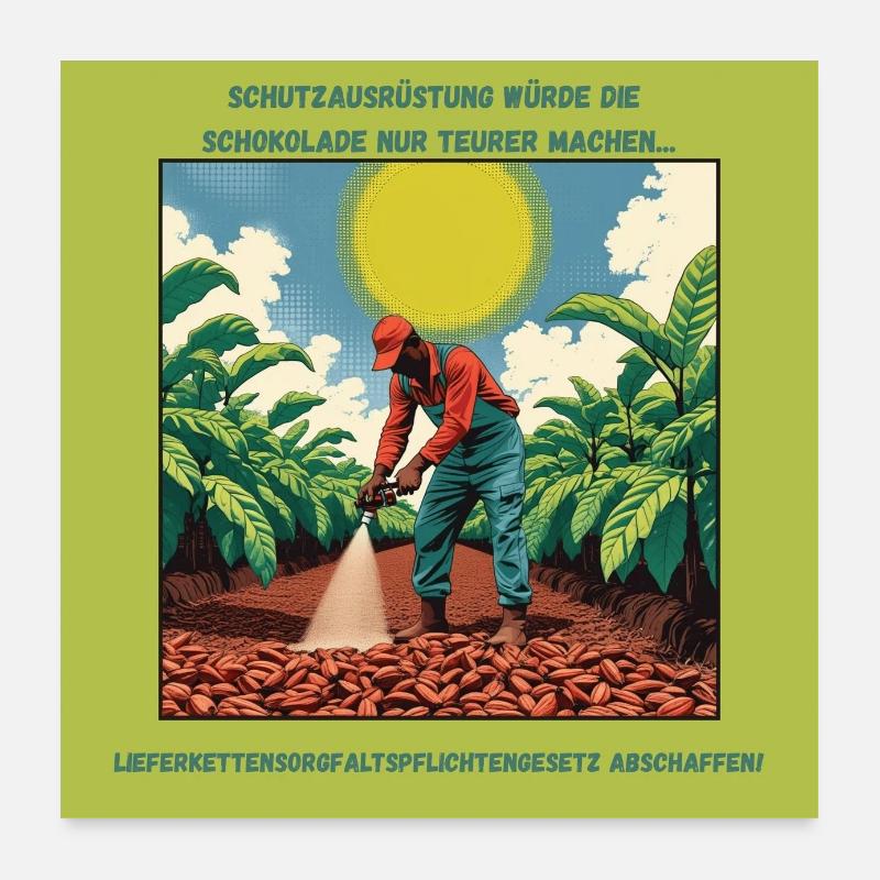 Arbeit ohne Schutz? - Poster 60x60 cm - Weiß