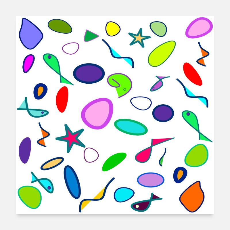 Ozean Pop Art Abstrakt - Poster 60x60 cm - Weiß