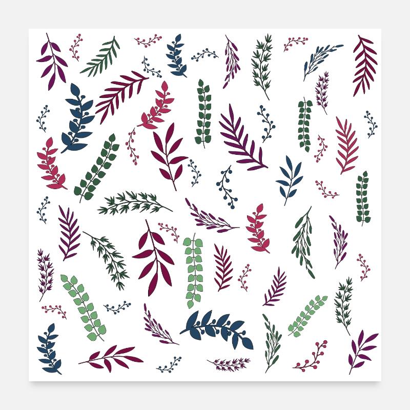 Botanischer Blumengarten Poster 60x60 cm