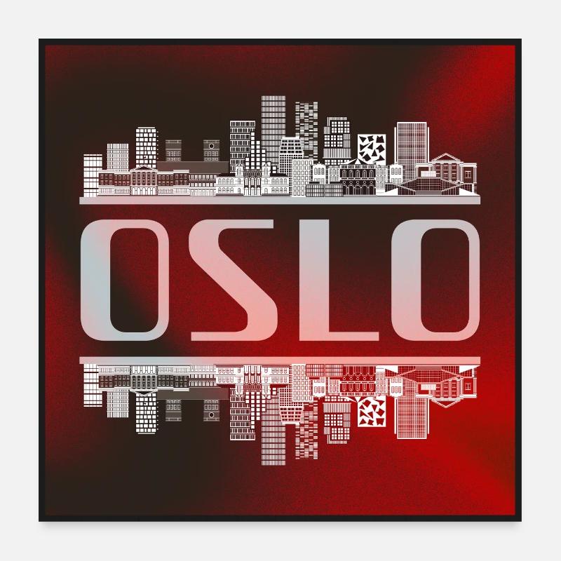 Image miroir de la ligne d’horizon d’Oslo – Norway Architecture Poster 60 x 60 cm
