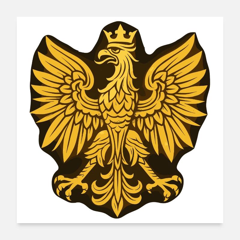 Pologne Polska aigle or graphique drapeau cadeau Poster 60 x 60 cm