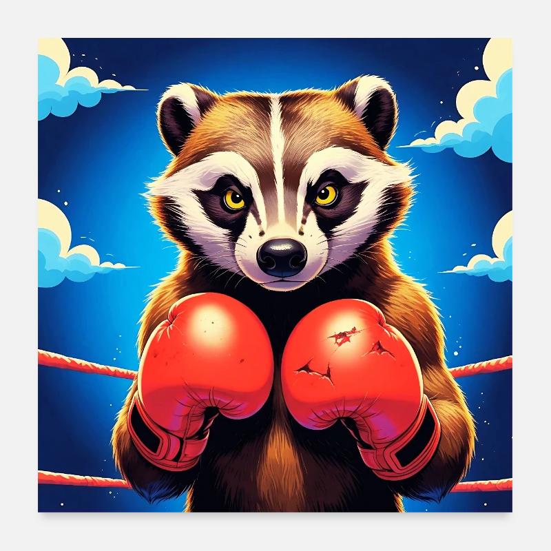 Boxen Waschbär Illustration Poster 60x60 cm