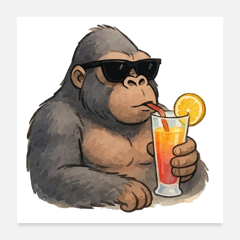 Gorilla Comic Drink Poster 24" x 24" (60x60 cm)
