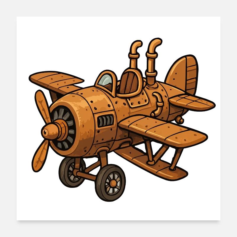 Airplane Steampunk Poster 24" x 24" (60x60 cm)