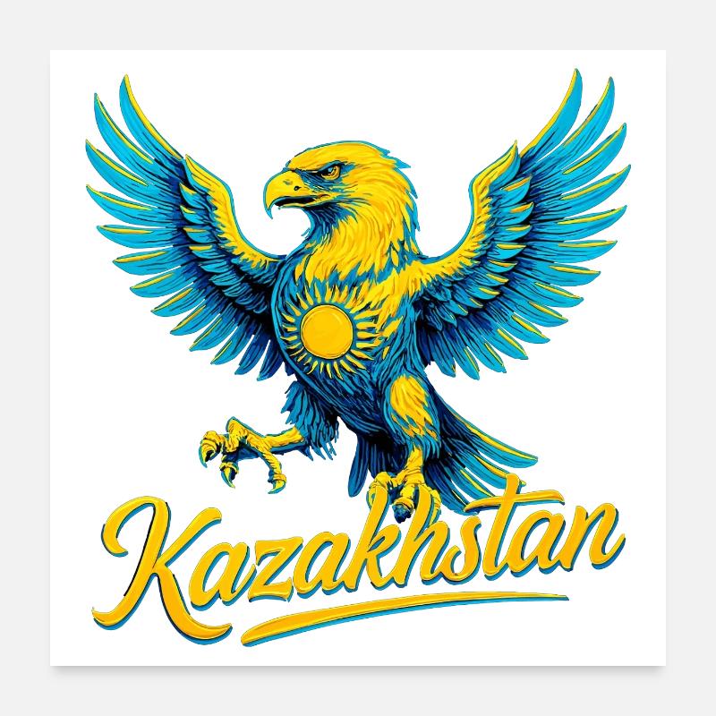Kazakhstan Eagle Sun Flag Flag Gift Poster 24" x 24" (60x60 cm)