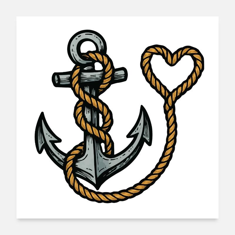 Corde d’ancre Coeur Poster 60 x 60 cm